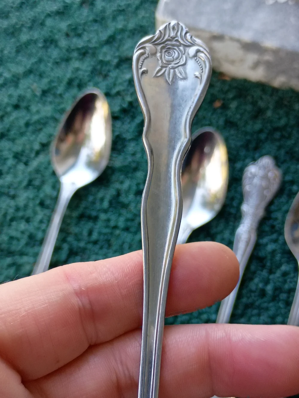 Vtg Set of 6 Teaspoons Normandy Rose Patterned Stainless Steel Flatware Japan